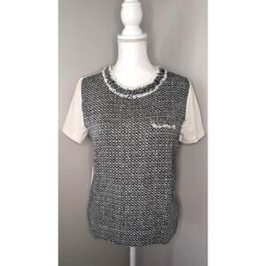 J Crew Factory Layered Knit Top Medium Faux Vest Preppy NWT